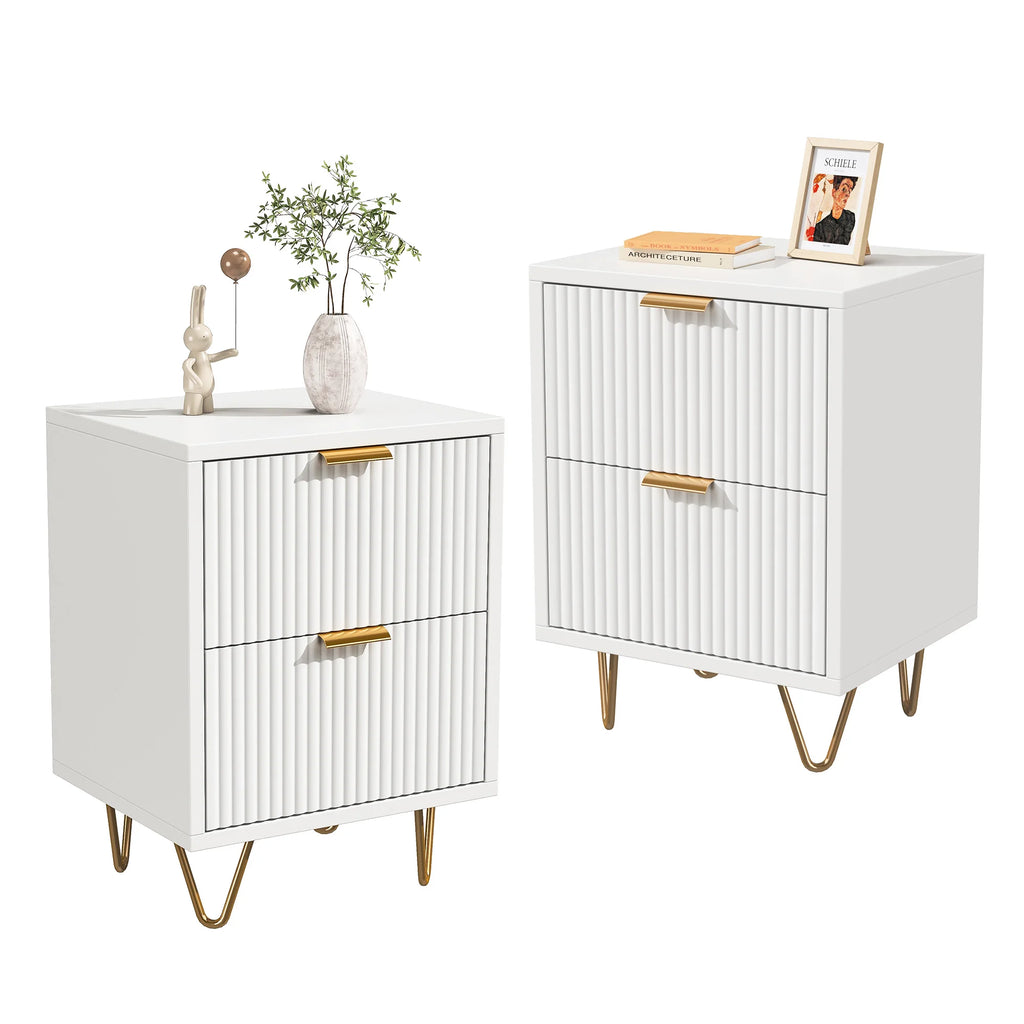 Rosahqnda 2-set wood bedside table bedside table with drawers boho bedside table for bedroom living room modern bedside table