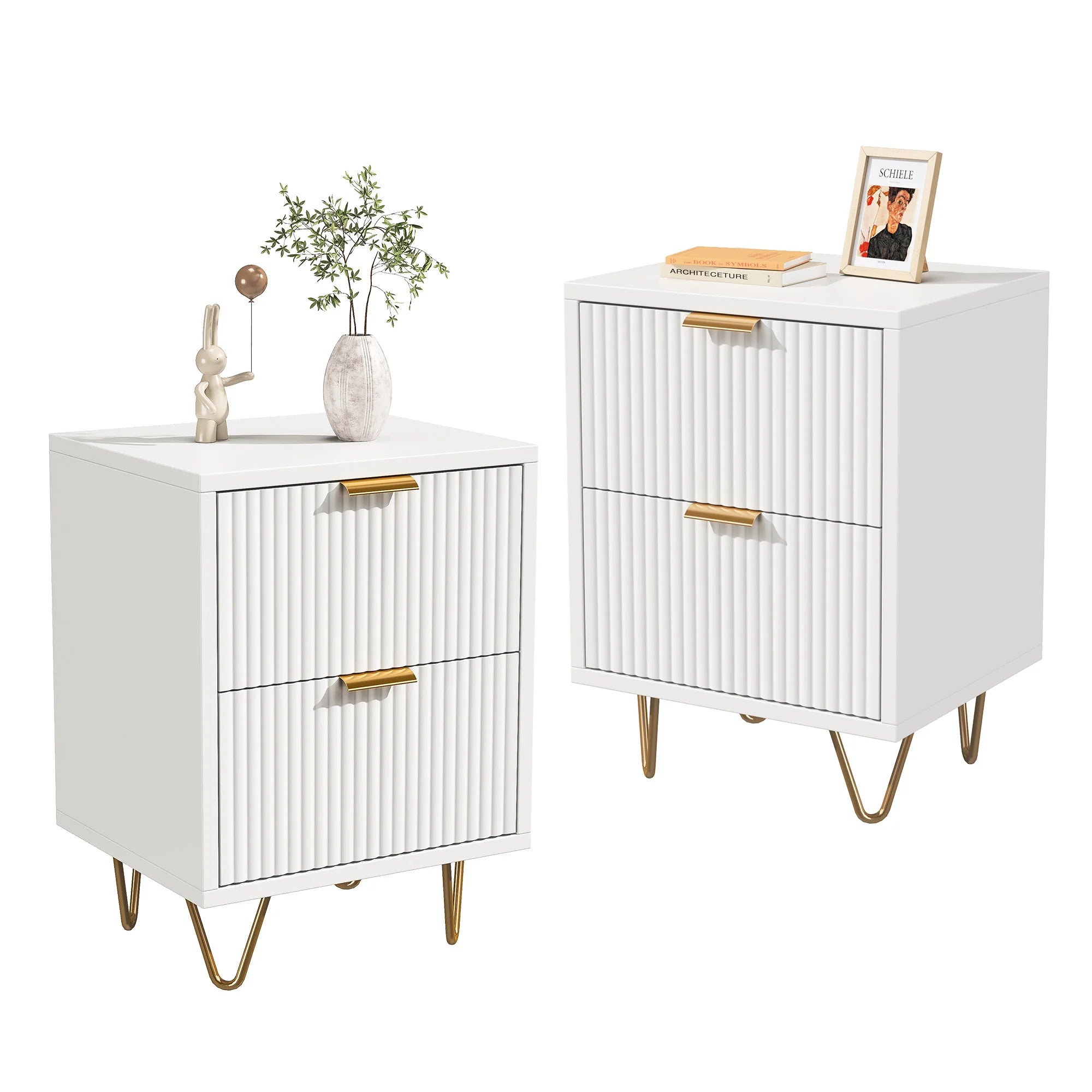 Rosahqnda 2-set wood bedside table bedside table with drawers boho bedside table for bedroom living room modern bedside table