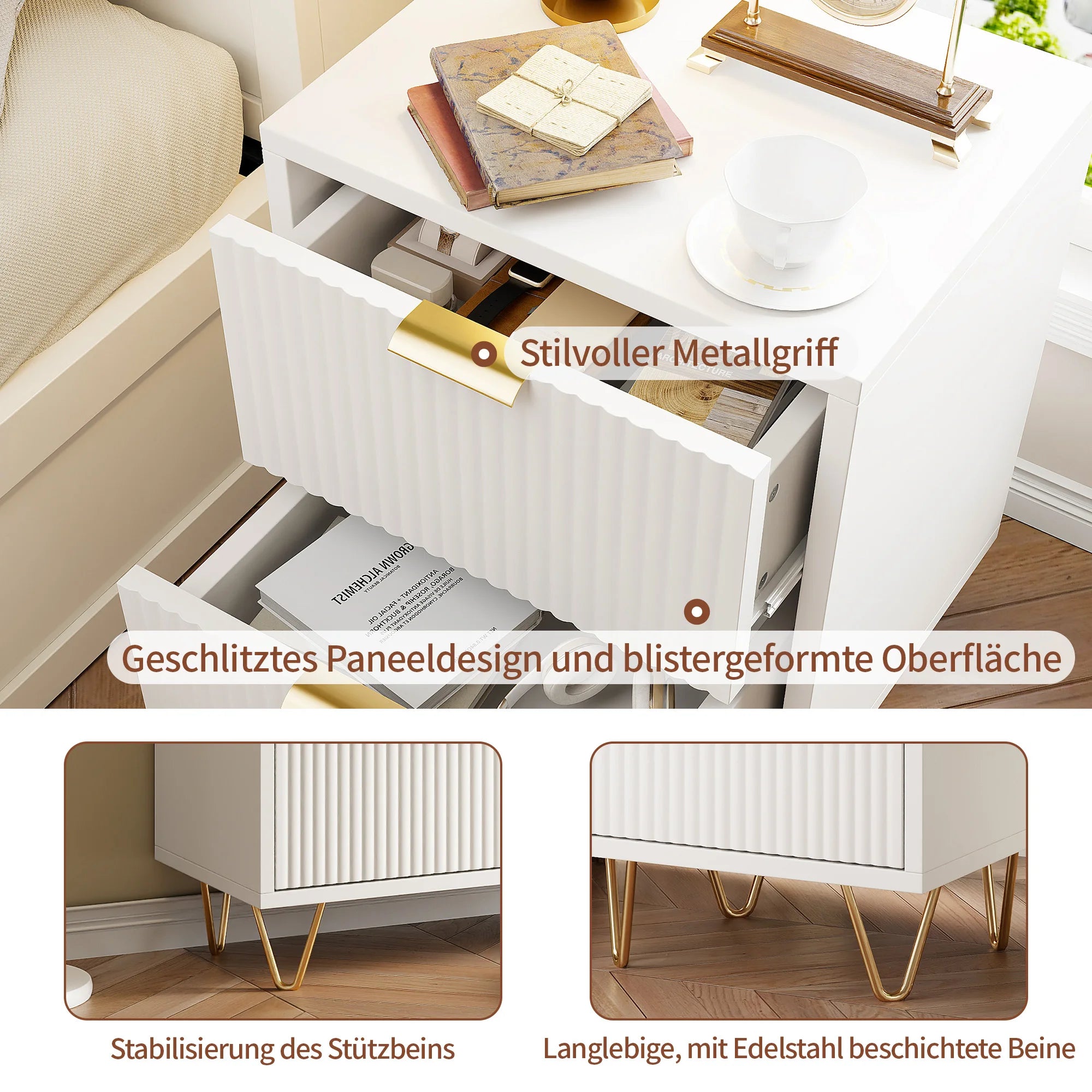 Rosahqnda 2-set wood bedside table bedside table with drawers boho bedside table for bedroom living room modern bedside table