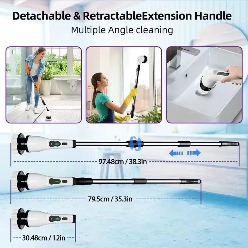 Wireless Electric Spin Scrubber, Multifunctional Cordless Rotating Brush for Cleaning Bathroom, Kitchen, Window, and Car.