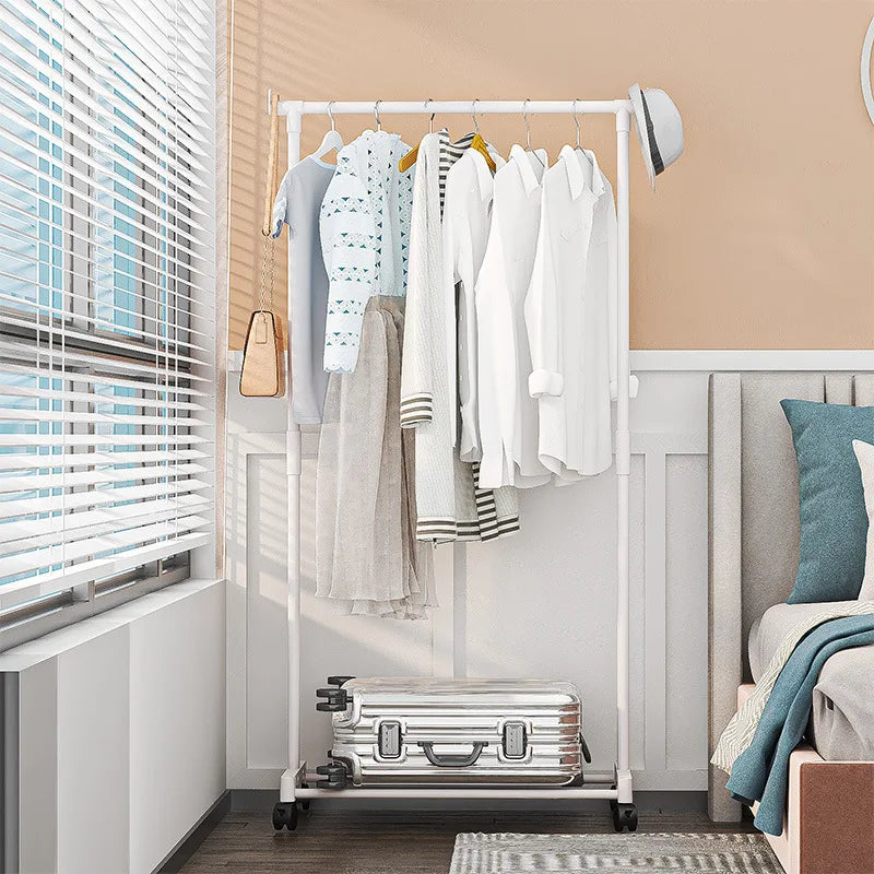 Home simple floor-standing clothes drying rack storage rack shoe and hat rack household coat rack multi-functional mobile balcon