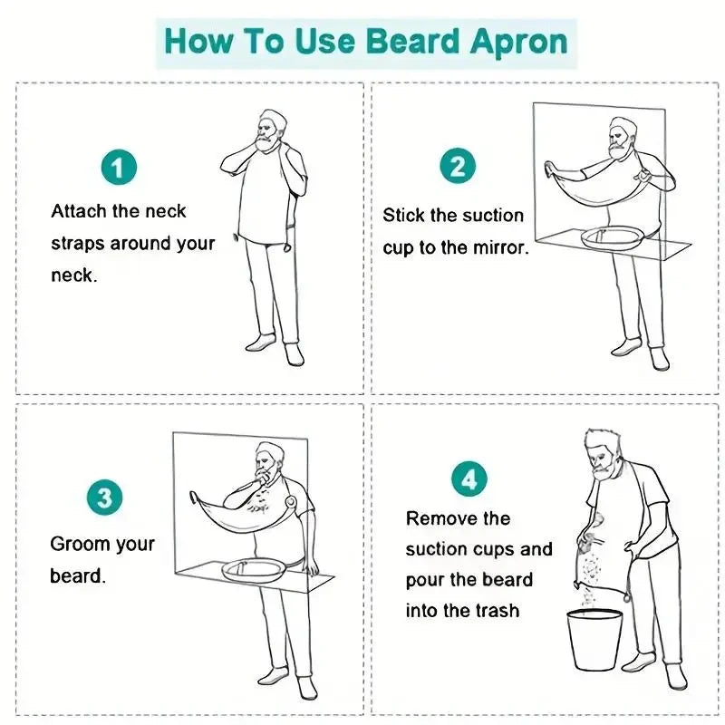 Beard Bib Shaving Apron – Mess-Free Grooming Cape with Mirror Cover