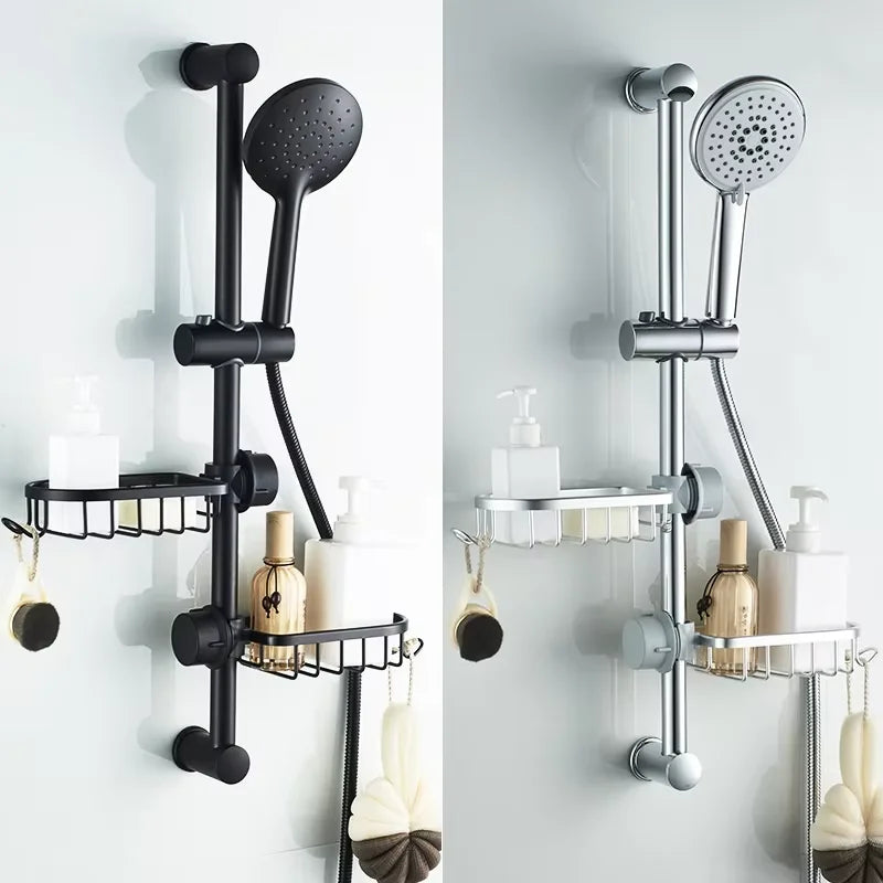 Adjustable Aluminum Shower Shelf – No-Drill Wall Mount Basket for Bathroom & Kitchen