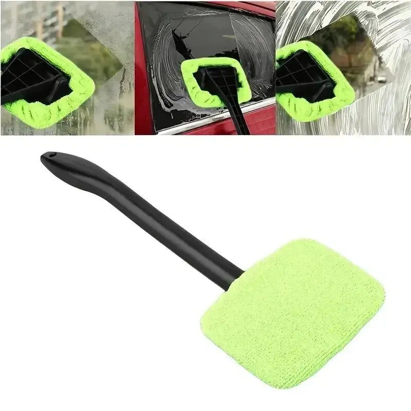Long-Handle Windshield Cleaning Brush – Interior Car Window Wash Tool & Wiper Kit