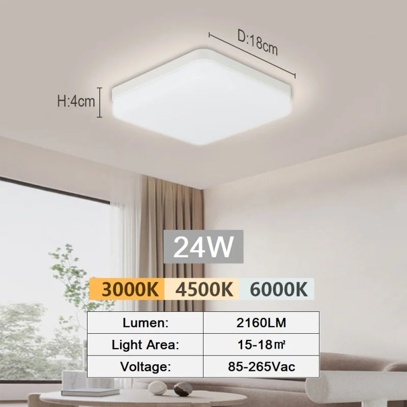 Modern LED Ceiling Lamp 18-48W Flush Mount 3000K-6000K Daylight Home Lighting for Bedroom Living Room Kitchen Hallway
