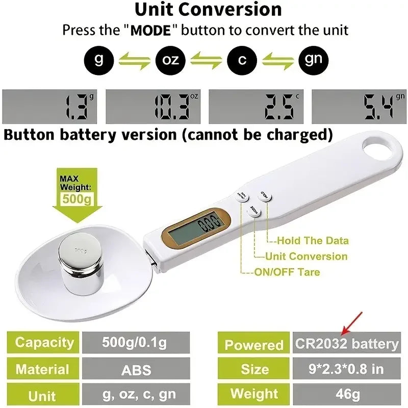 Mini Digital Spoon Scale – Pocket Kitchen Scale 0.1g to 500g