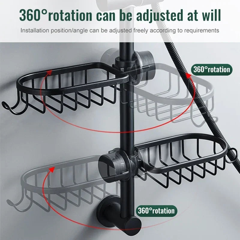 Adjustable Aluminum Shower Shelf – No-Drill Wall Mount Basket for Bathroom & Kitchen