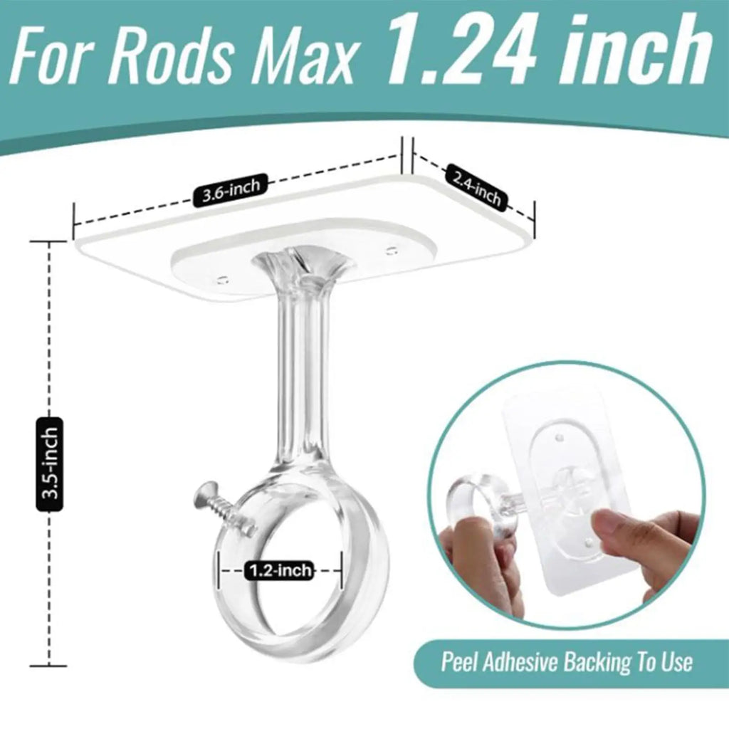 No-Drill Ceiling Curtain Rod Brackets – Adhesive Mount (4-Pack)