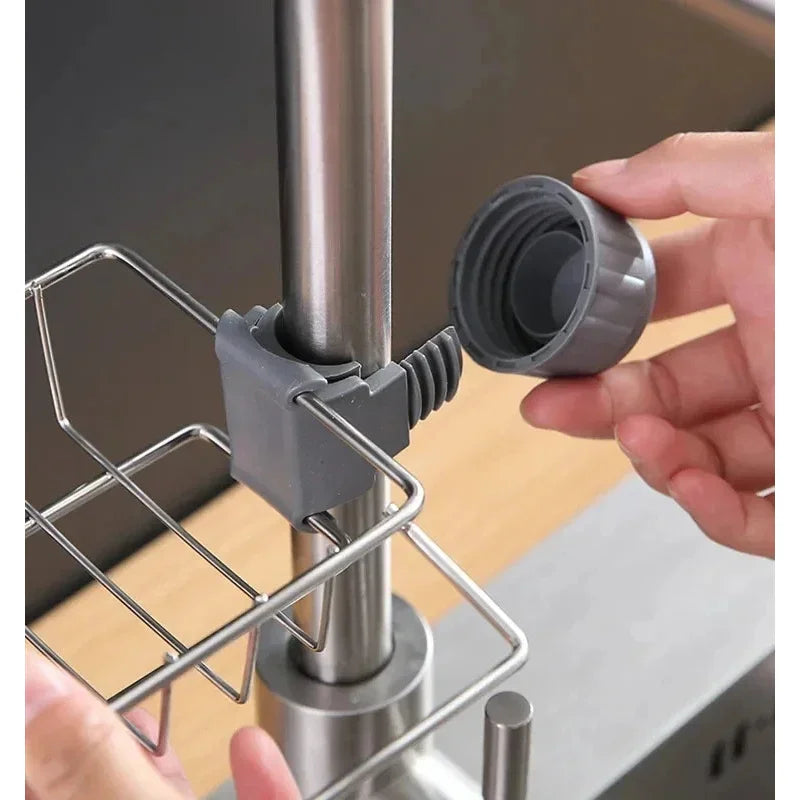 Stainless Steel Sink Drain Rack – Faucet Holder, Soap Drainer & Towel Shelf for Kitchen