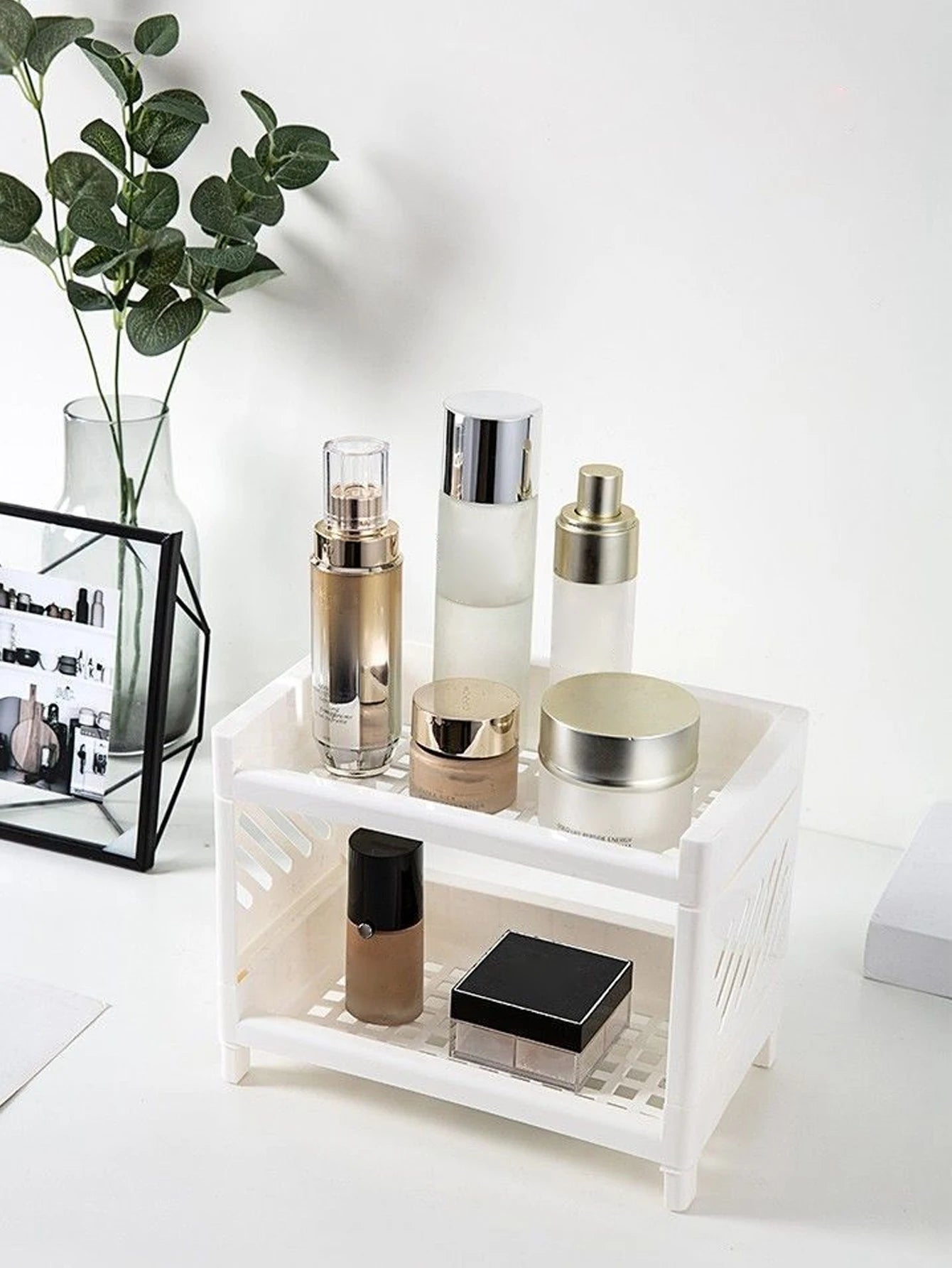 Double-Layer Desktop Organizer – Desk Storage Rack for Office & Cosmetics