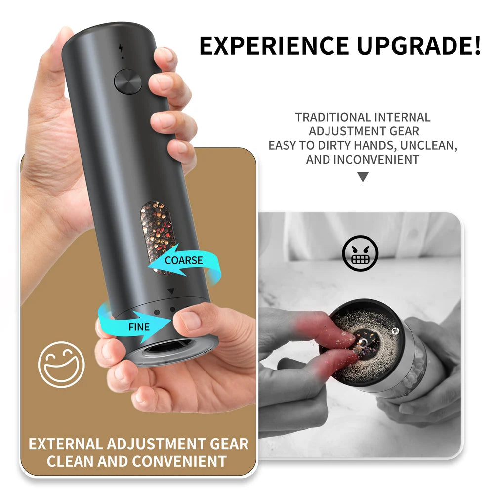 Electric Pepper & Salt Grinder – USB Rechargeable, Adjustable Coarseness