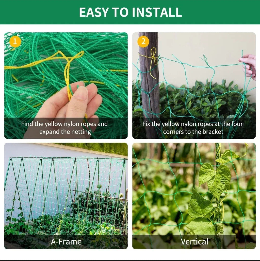 Heavy-Duty Garden Trellis Netting – Square Mesh Net for Climbing Plants & Vegetables