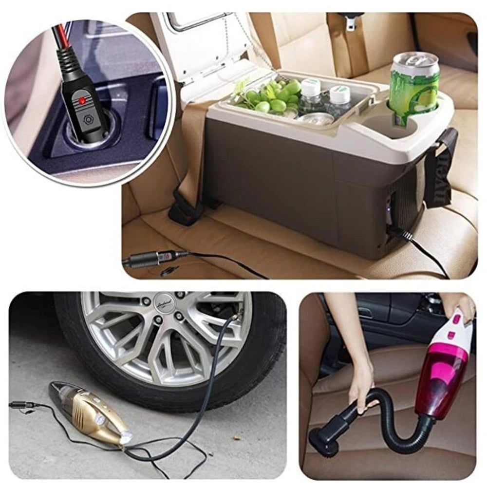 New 12V 5A DC Car Cigarette Lighter Charger With 3A Fuse, Universal Power Adapter DC Plug 5.5x2.1mm Cable 1.2m