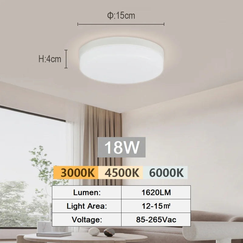 Modern LED Ceiling Lamp 18-48W Flush Mount 3000K-6000K Daylight Home Lighting for Bedroom Living Room Kitchen Hallway
