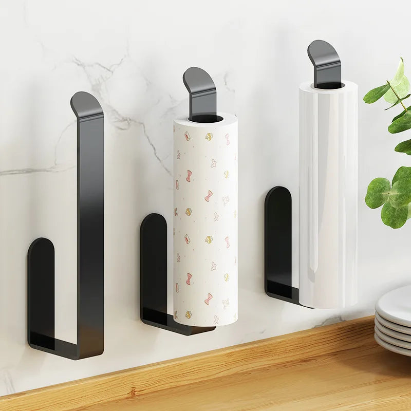 Self-Adhesive Wall-Mounted Tissue Holder – No-Drill Dual Toilet Paper & Hand Towel Organizer
