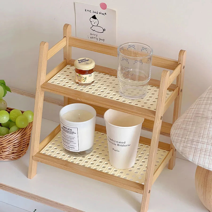 Bamboo Countertop Organizer – 2-Tier Coffee Cup & Kitchen Storage Shelf