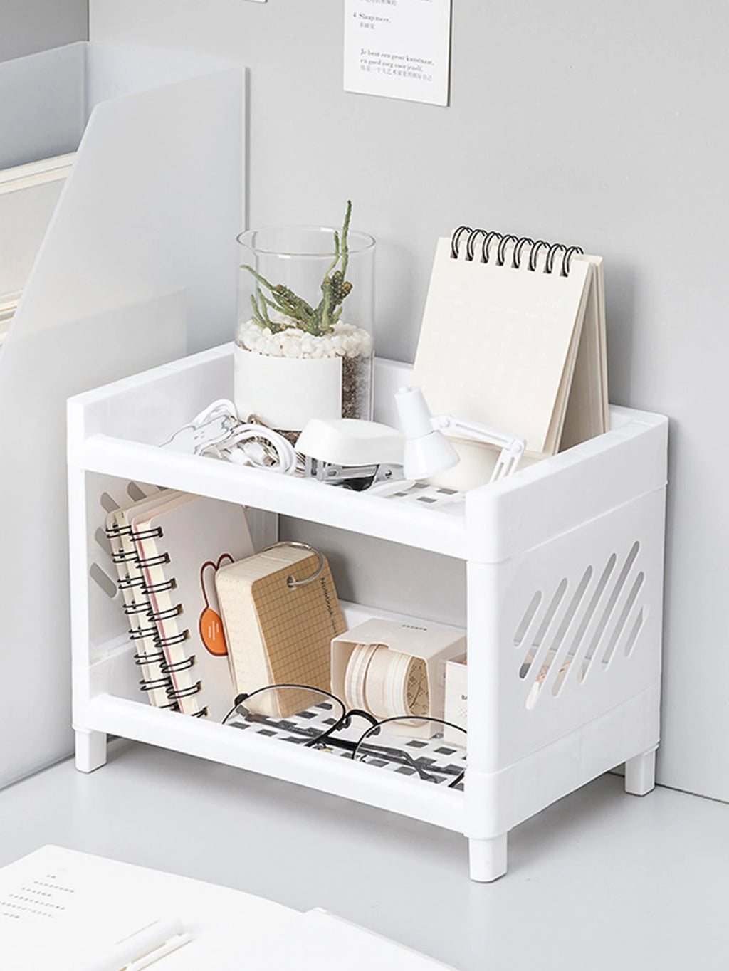 Double-Layer Desktop Organizer – Desk Storage Rack for Office & Cosmetics