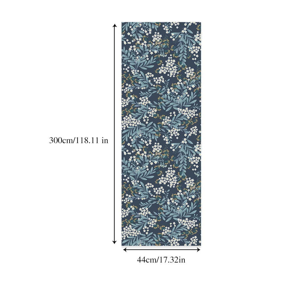Vintage French Wine Country Wallpaper Navy Blue Grape Leaves Peel and Stick Waterproof Decor Self Adhesive Cabinet Sticker