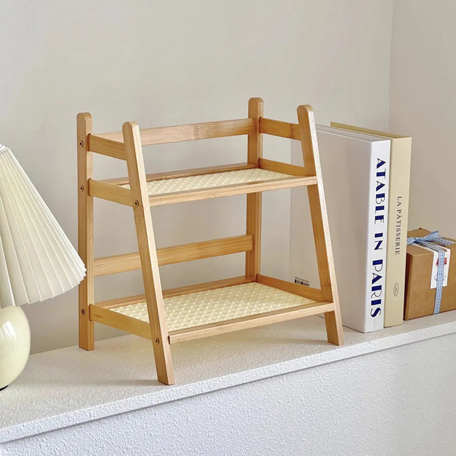 Bamboo Countertop Organizer – 2-Tier Coffee Cup & Kitchen Storage Shelf