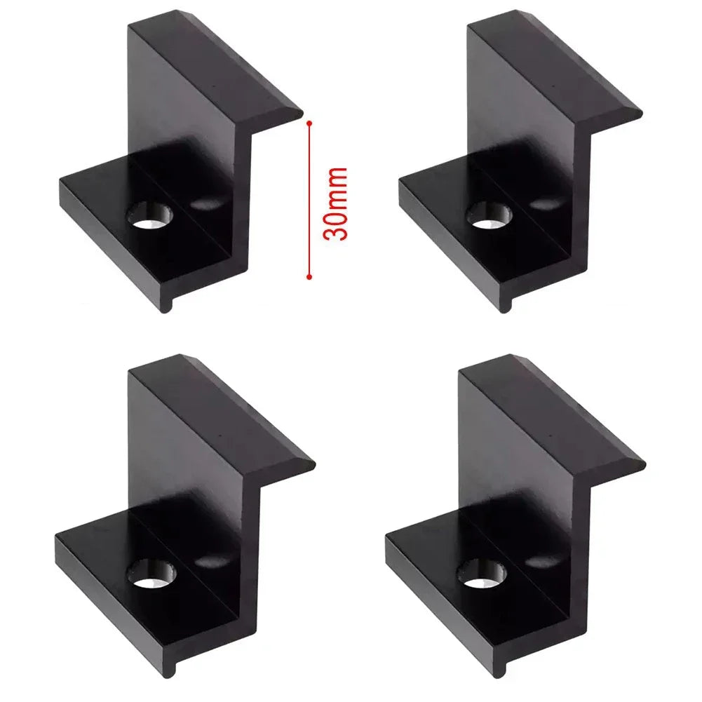 4Pcs End Clamp PV Solar Panel Mount Accessories PV End Clamp Aluminum Alloy Black Photovoltaic Bracket Side Pressure Block