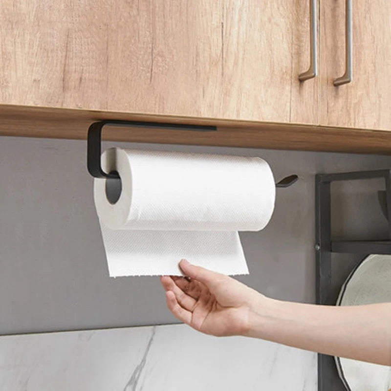Self-Adhesive Wall-Mounted Tissue Holder – No-Drill Dual Toilet Paper & Hand Towel Organizer