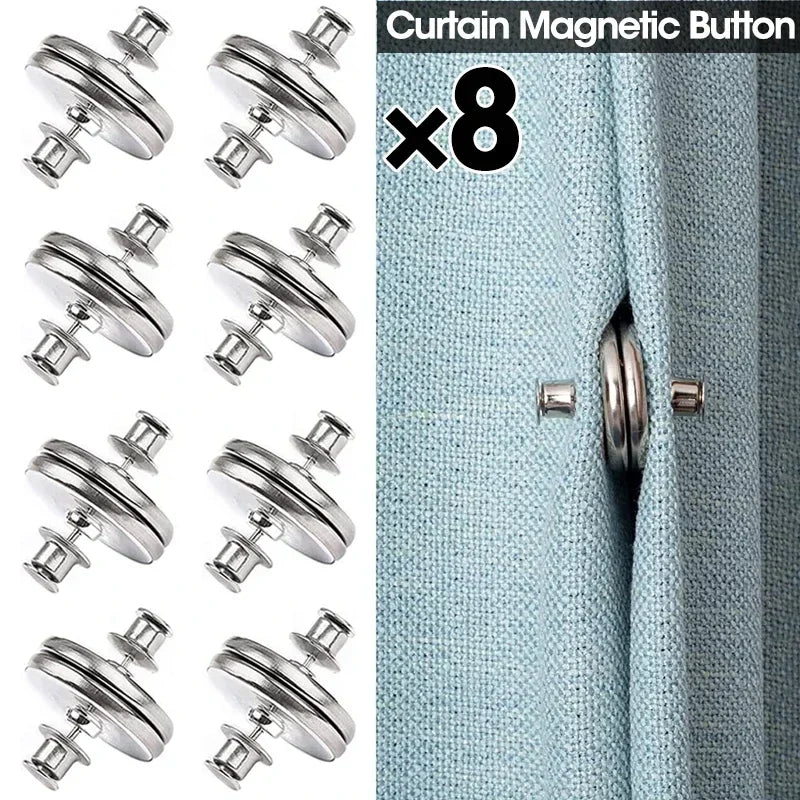 Magnetic Curtain Clips – No-Sew Light Blocking Buttons (4 or 8 Pack)