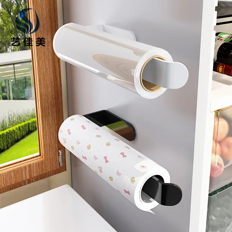 Self-Adhesive Wall-Mounted Tissue Holder – No-Drill Dual Toilet Paper & Hand Towel Organizer