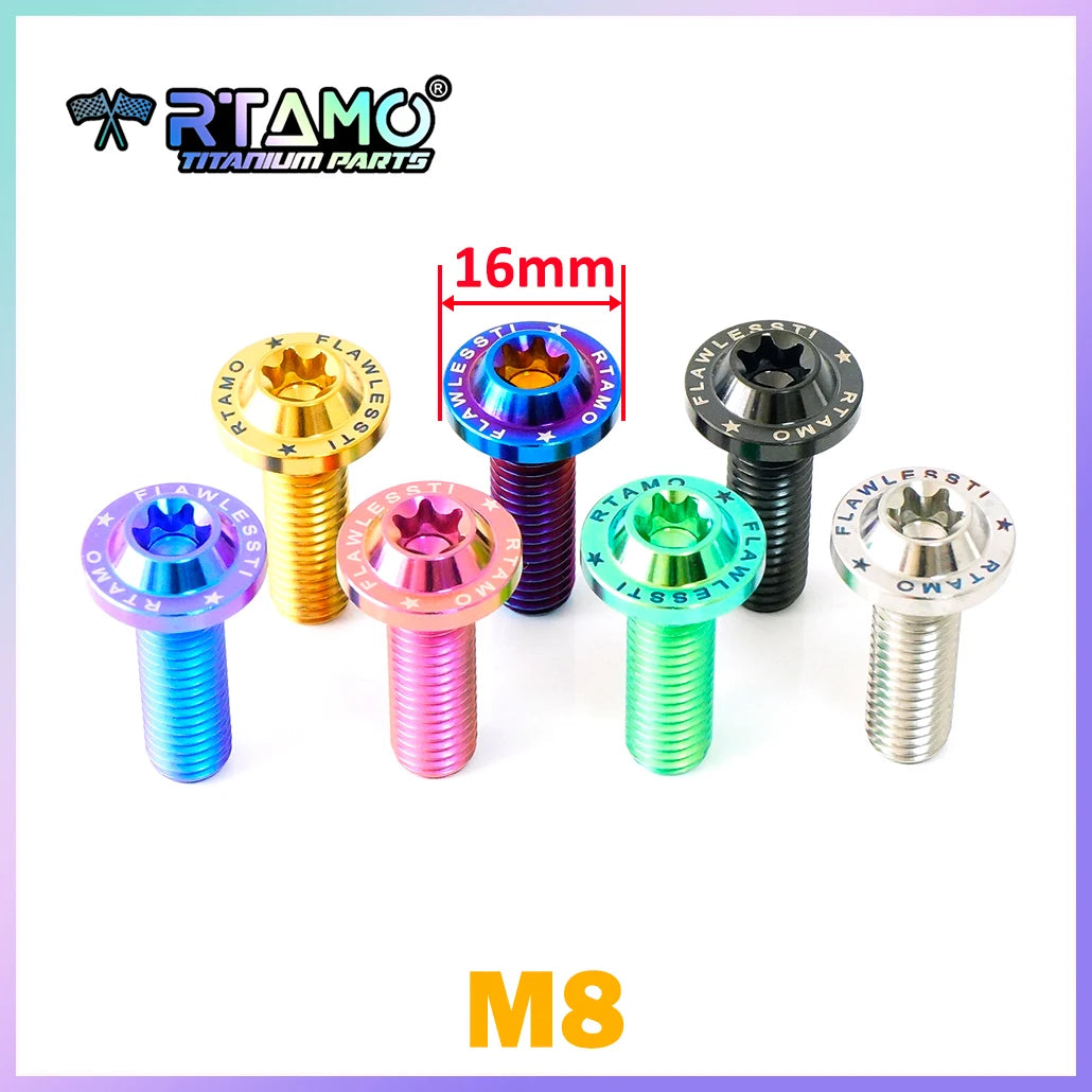 RTAMO Gr5 Titanium Alloy Bolt M8X10/15/20/25/30/35/40mm Motorcycle Bike Screw