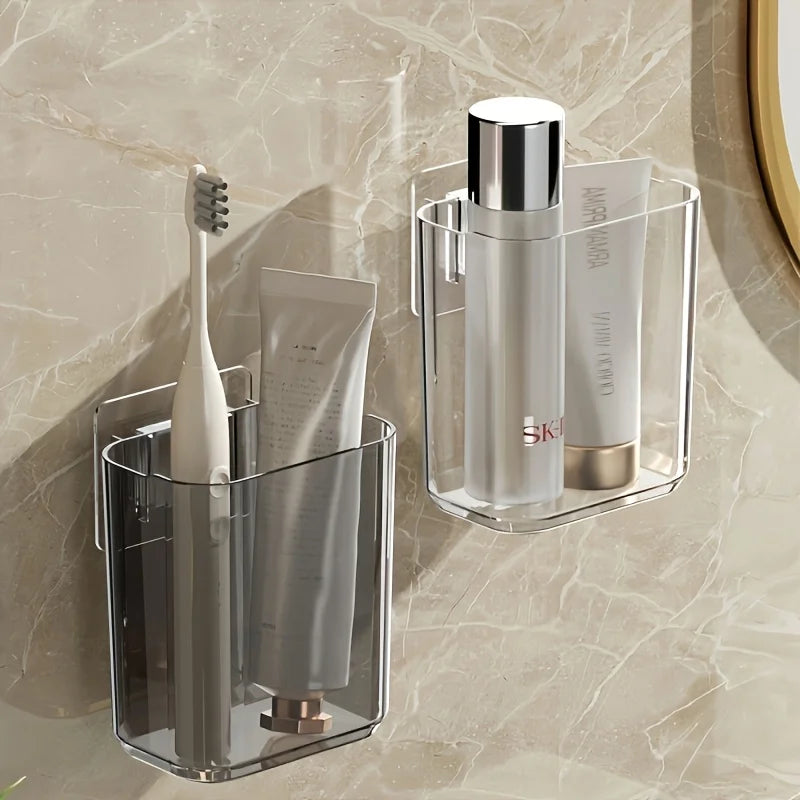 Wall-Mounted Toothbrush Holder, Adhesive Bathroom Storage Organizer Without Drilling, Kitchen Bathroom Organizer and Storage