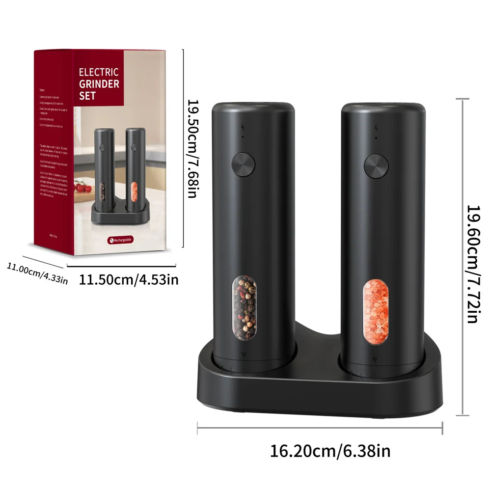 Electric Pepper & Salt Grinder – USB Rechargeable, Adjustable Coarseness