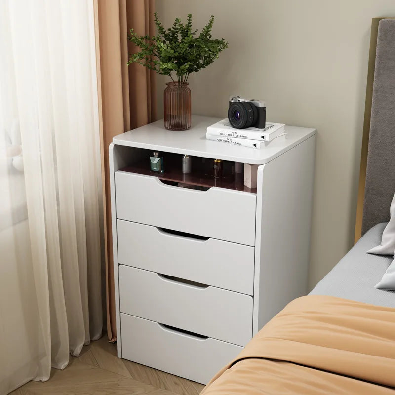 Modern Wood Makeup Vanity Table with LED Lights and Small Storage Cabinets for Bedroom Home Furniture