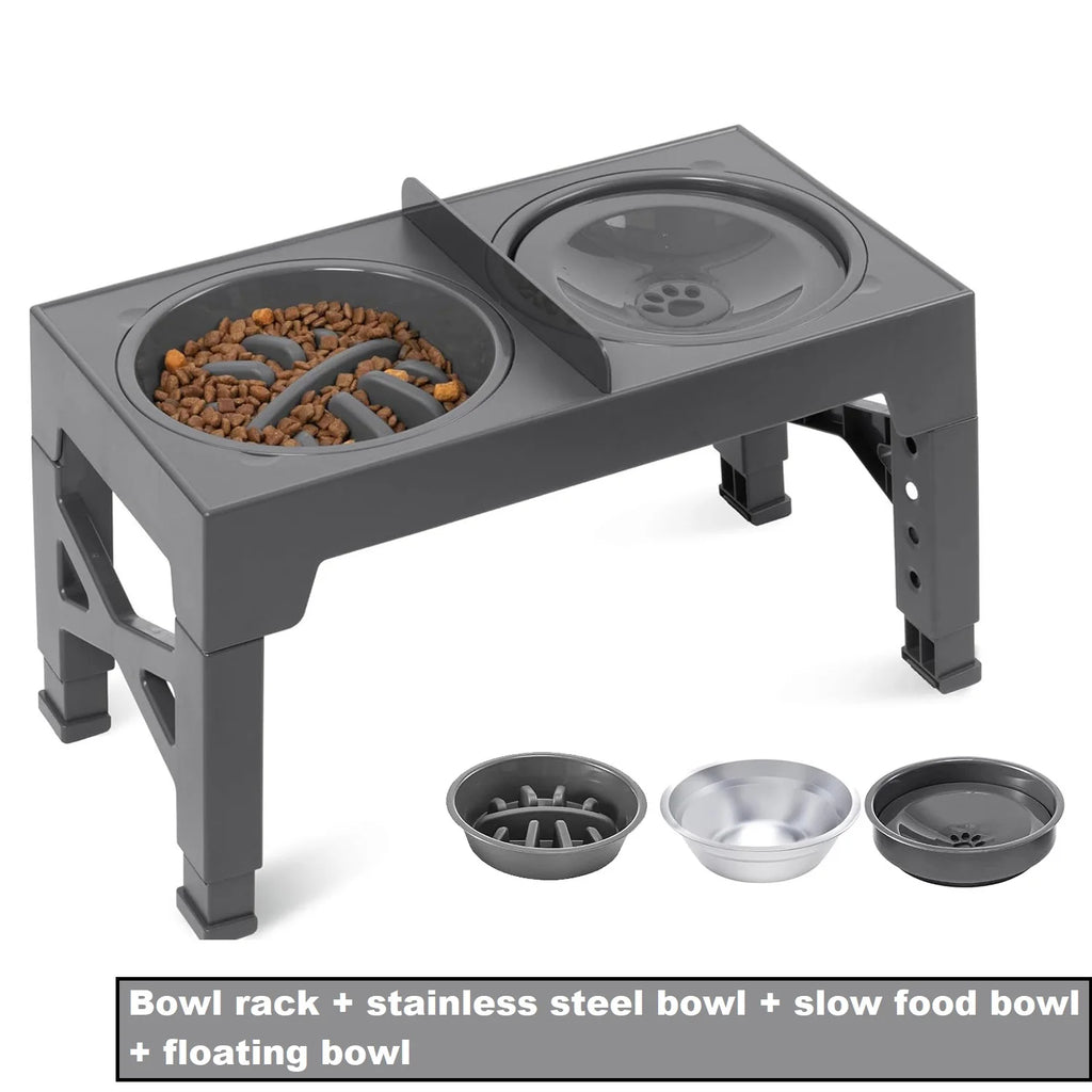 Adjustable Elevated Dog Bowls – Foldable Raised Feeder with Stainless Steel Bowls