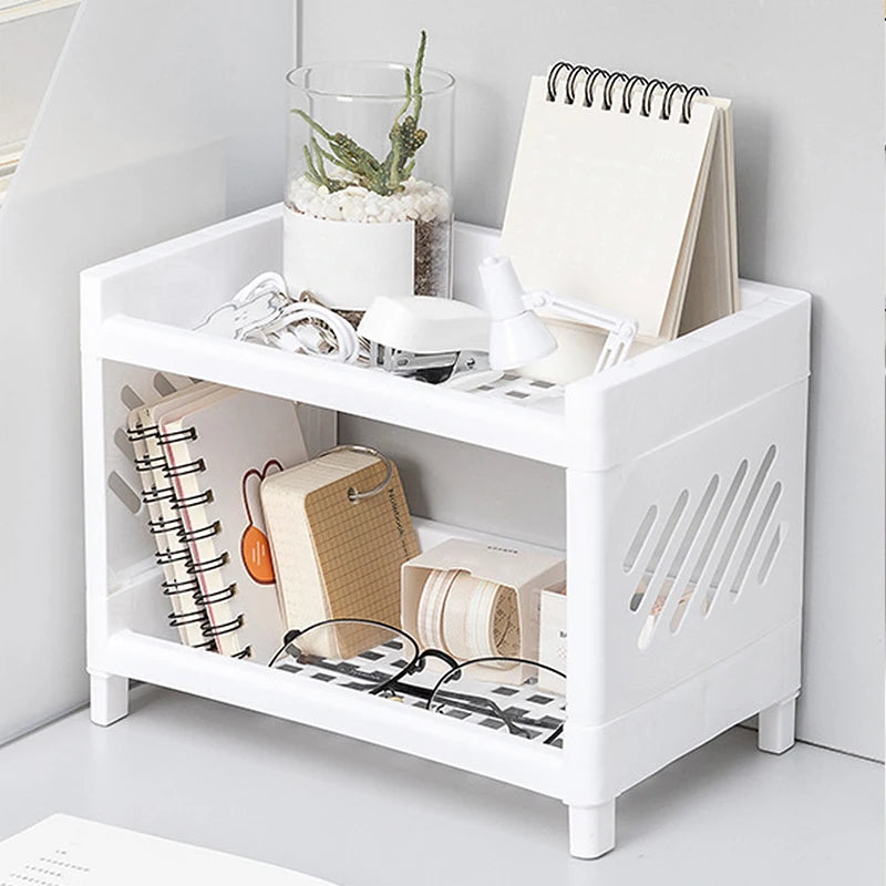 Double-Layer Desktop Organizer – Desk Storage Rack for Office & Cosmetics