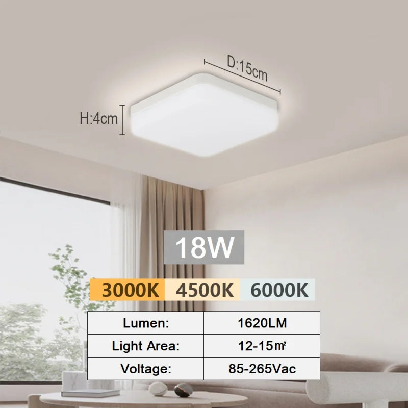 Modern LED Ceiling Lamp 18-48W Flush Mount 3000K-6000K Daylight Home Lighting for Bedroom Living Room Kitchen Hallway