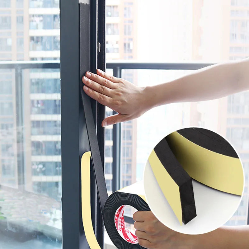 2M 5/10/15/20/30/40mm Door Seal Strip Single Sided Adhesive Waterproof Stripping Foam Sponge Rubber Strip Tape For Window Seal